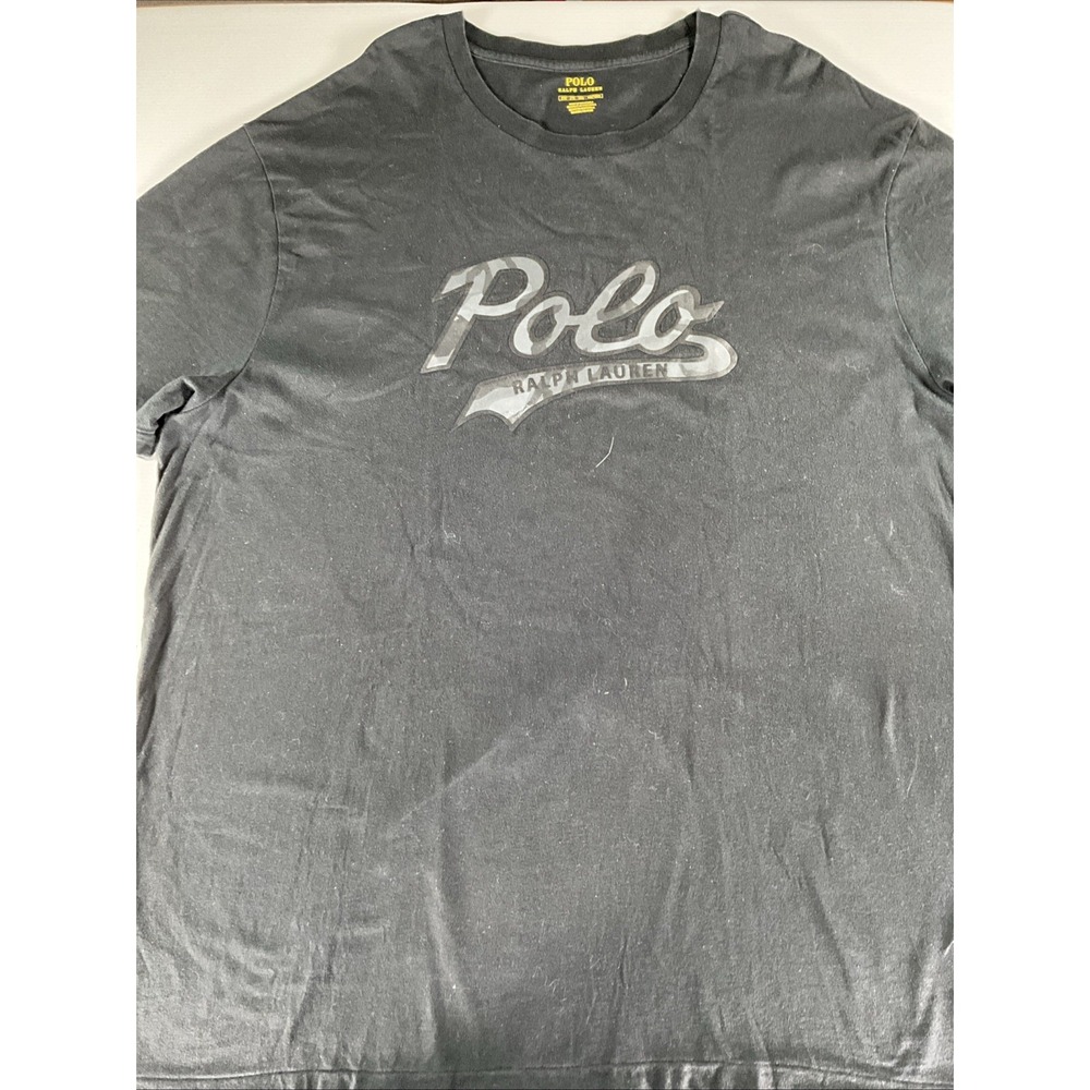 Polo Ralph Lauren Shirt Mens 2XB Black Tee Crewneck Spell Out Embroidery